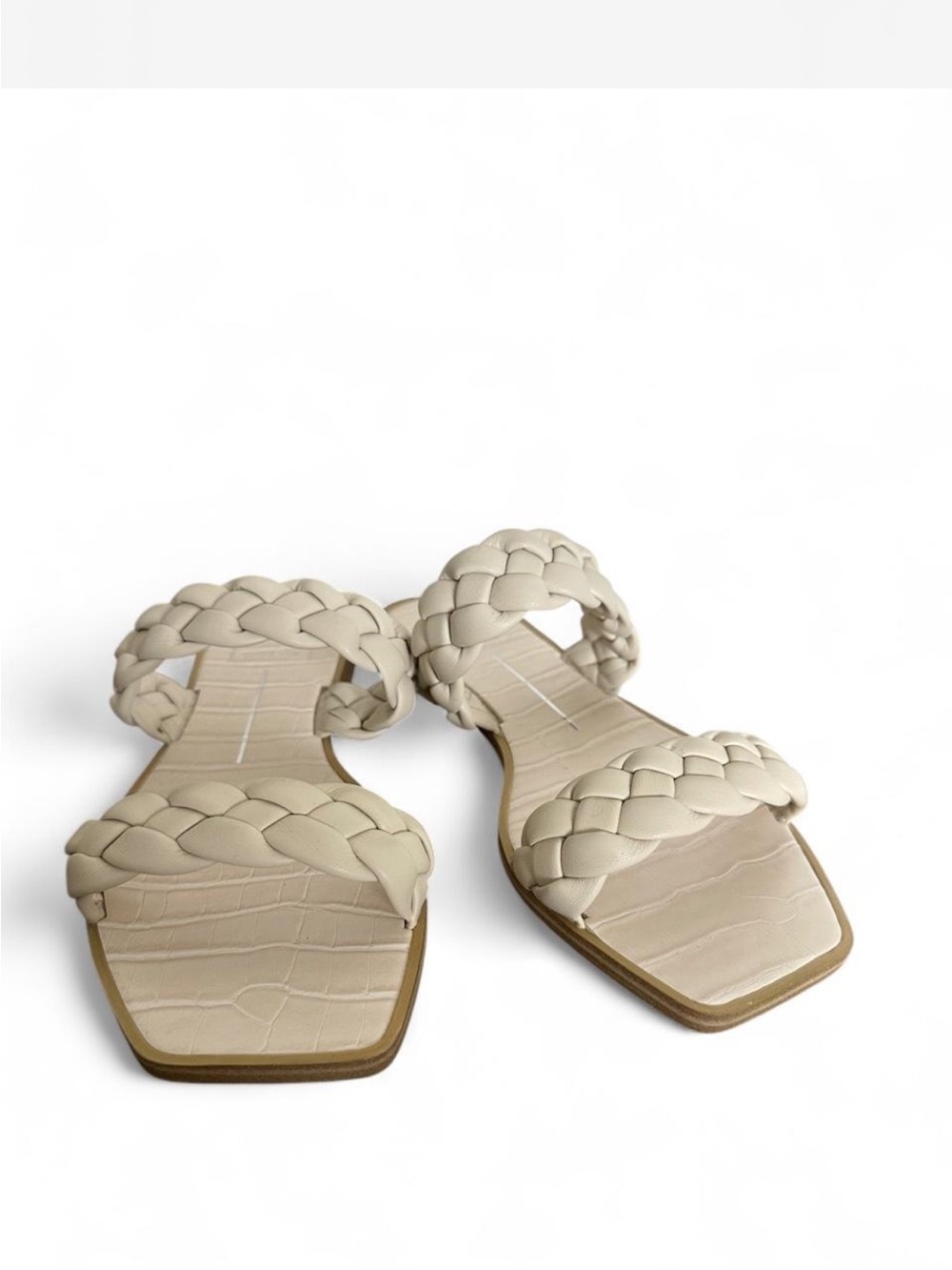 Dolce Vita Braided Double-Strap Slide Sandals in Cream 7.5